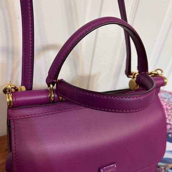 DOLCE & GABBANA Calfskin Small Sicily 58 Bag in plum color - Picture 4 of 16